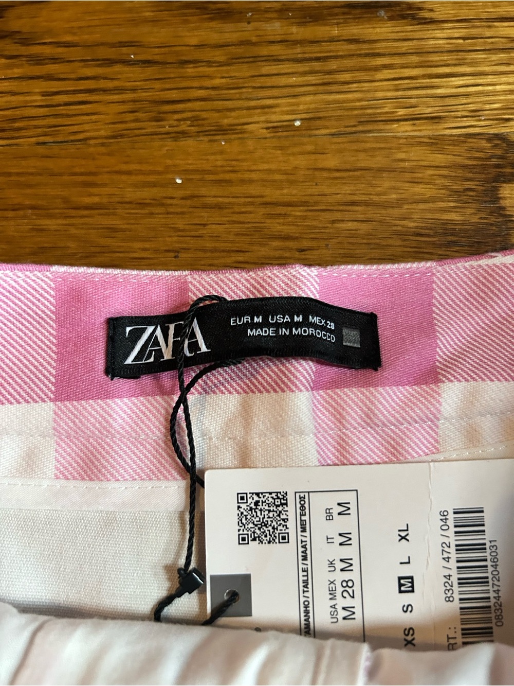 Zara Pink White Gingham High Waist Shorts NWT Size Medium - Picture 4 of 6